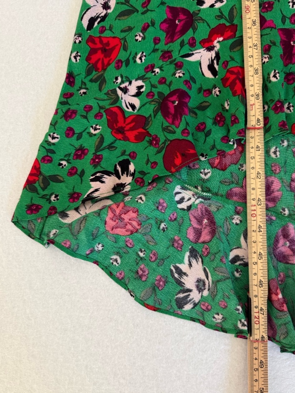 ba&sh Paloma Green Floral Wrap Midi Dress Ruffle High Low Hem Size 3 US 10 - Picture 13 of 16
